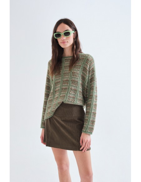 JERSEY VERDE CON DETALLES MARRONES