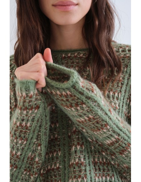 JERSEY VERDE CON DETALLES MARRONES