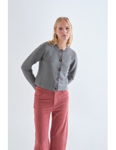 CARDIGAN BASIC GRIS/VERDE CF