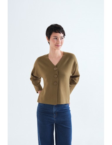 CARDIGAN EVASE DE PUNTO VERDE BOTONES GRANDES