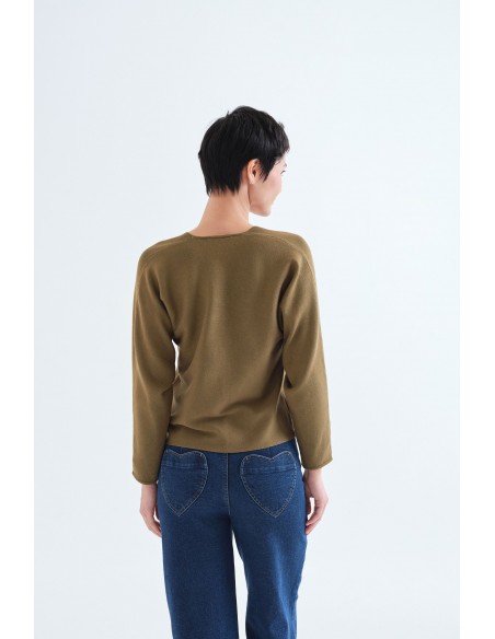 CARDIGAN EVASE DE PUNTO VERDE BOTONES GRANDES