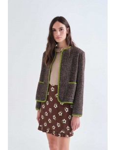 CHAQUETA TWEED CON RIBETE