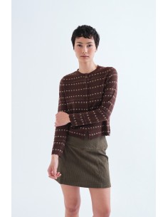 CARDIGAN MARRON CON FLORES BORDADAS