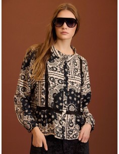 BLUSA CON RIBETE DE CACHEMIRE BICOLOR