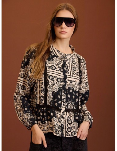 BLUSA CON RIBETE DE CACHEMIRE BICOLOR
