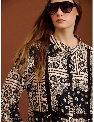 BLUSA CON RIBETE DE CACHEMIRE BICOLOR