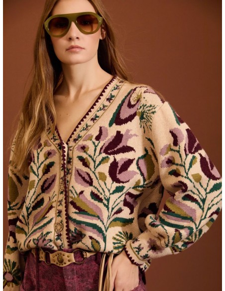 CÁRDIGAN JACQUARD FLORAL