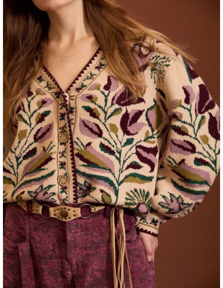 CÁRDIGAN JACQUARD FLORAL
