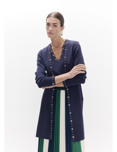 CARDIGAN LARGO TACHAS