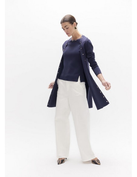 CARDIGAN LARGO TACHAS