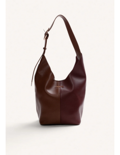 BOLSO BUCKET MARRON BURDEOS 2