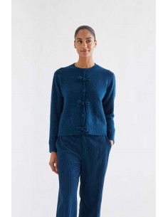 CÁRDIGAN AZUL MARINO CON BOTONES LAZADOS