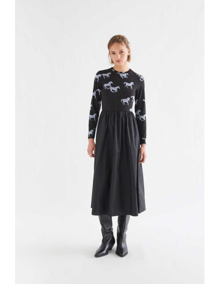 VESTIDO MIDI DE ALGODÓN CON ESTAMPADO HORSE