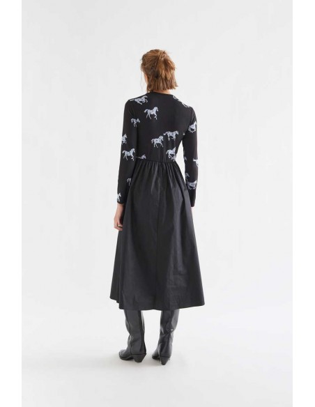 VESTIDO MIDI DE ALGODÓN CON ESTAMPADO HORSE