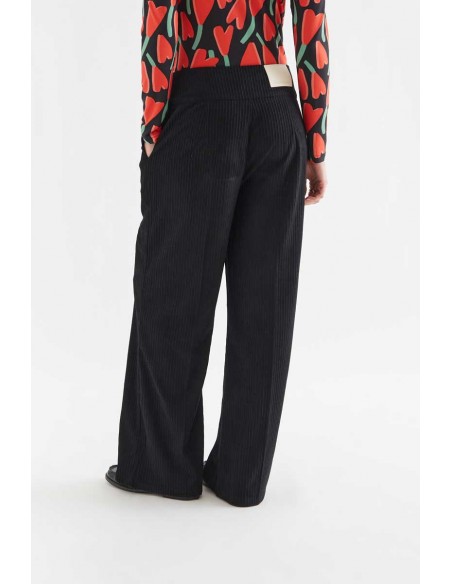 PANTALÓN DE PANA DOBLE BOTÓN NEGRO