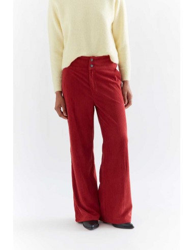 PANTALÓN DE PANA DOBLE BOTÓN ROJO