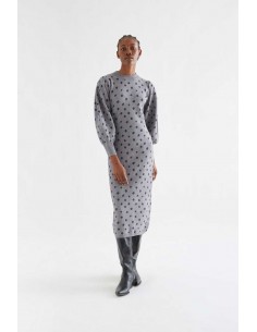 VESTIDO MIDI CON ESTAMPADO CATAHOULA GRIS