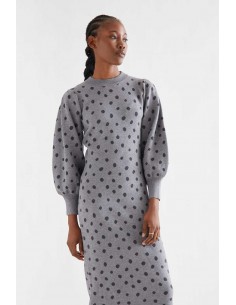 VESTIDO MIDI CON ESTAMPADO CATAHOULA GRIS 2