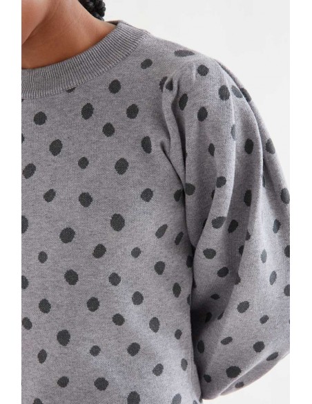 VESTIDO MIDI CON ESTAMPADO CATAHOULA GRIS