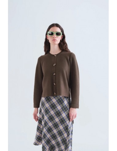 CARDIGAN BASIC GRIS/VERDE CF