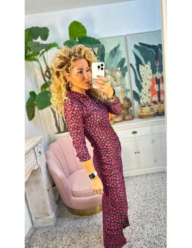 VESTIDO CAMISERO LARGO DRAPEADO ANIMAL INSTINCT