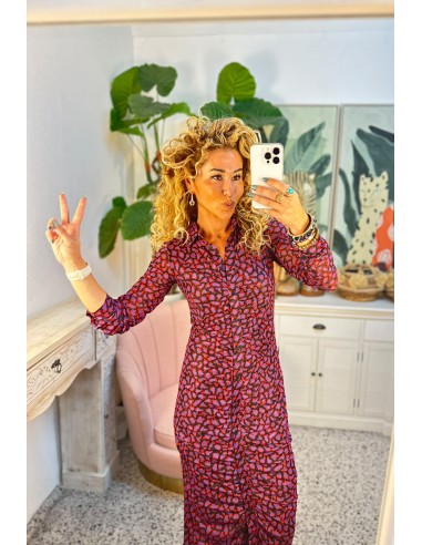 VESTIDO CAMISERO LARGO DRAPEADO ANIMAL INSTINCT