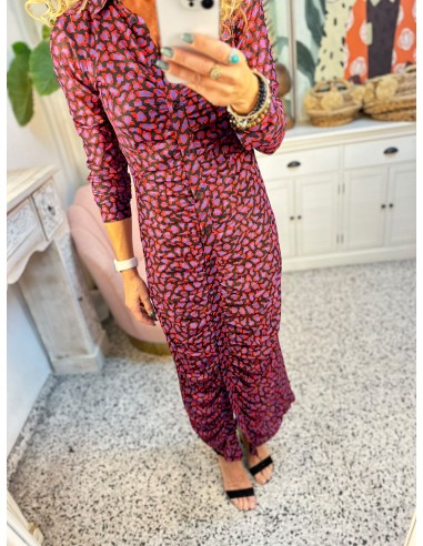 VESTIDO CAMISERO LARGO DRAPEADO ANIMAL INSTINCT