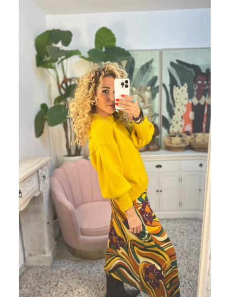 JERSEY AMARILLO MANGA ABULLONADA