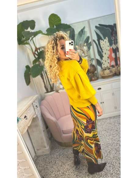 JERSEY AMARILLO MANGA ABULLONADA