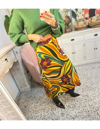 FALDA MIDI CON ESTAMPADO RIVERA
