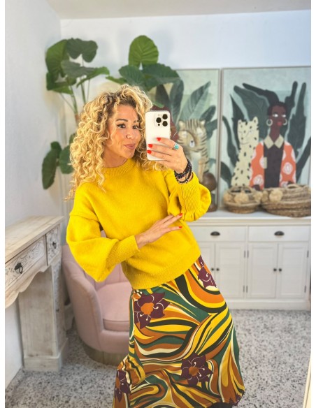 FALDA MIDI CON ESTAMPADO RIVERA